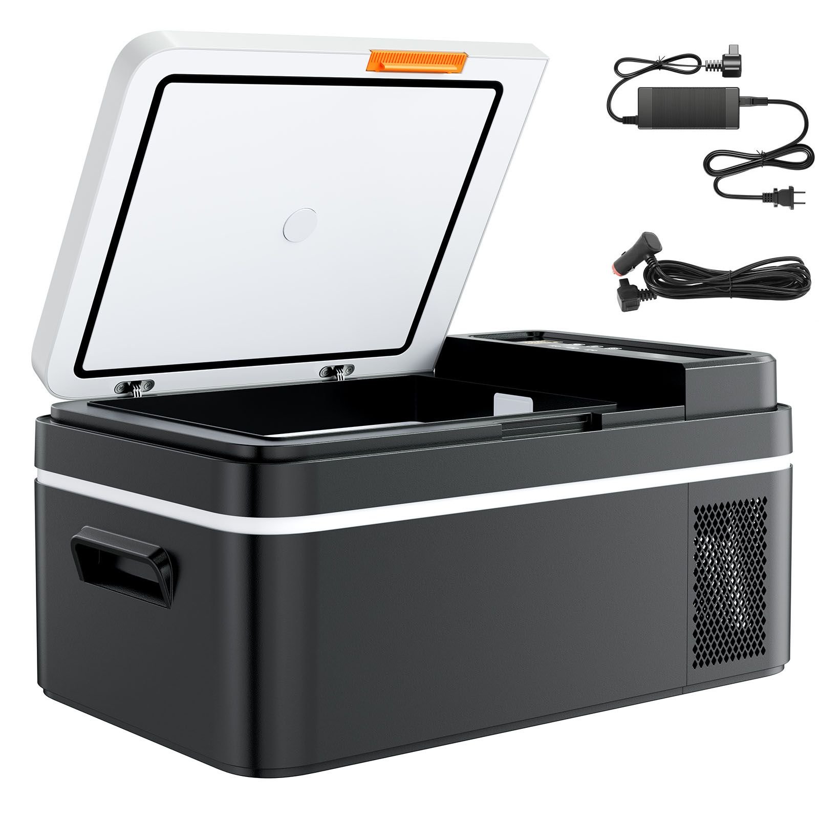 car refrigerator, dc 12/24v ac100 240v compressor electric cooler, 4°f to 68°f car fridge with app control, 21 qt cars freezer for rvs, campsites, boats, camping, fishing, 60w portable freezer