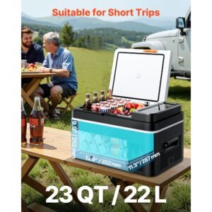 car refrigerator, dc 12/24v ac100 240v compressor electric cooler, 4°f to 68°f car fridge with app control, 23 qt cars freezer for rvs, campsites, boats, camping, fishing, 45w portable freezer