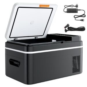 Car Refrigerator, DC 12/24V AC100-240V Compressor Electric Cooler, -4°F to 68°F Car Fridge with APP Control, 23 QT Cars Freezer for RVs, Campsites, Boats, Camping, Fishing, 45W Portable Freezer