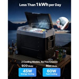 car refrigerator, dc 12/24v ac100 240v compressor electric cooler, 4°f to 68°f truck refrigerator with app control, wheels & dual zone, 48 qt cars cooler for rvs, boats, camping, fishing