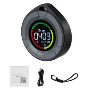 carbon dioxide monitor, co2 controller with temperature and humidity display, ndir sensor, co2 sensor for outdoors, home, office, car, lightweight & portable
