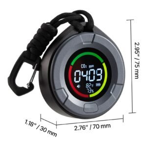 carbon dioxide monitor, co2 controller with temperature and humidity display, ndir sensor, co2 sensor for outdoors, home, office, car, lightweight & portable