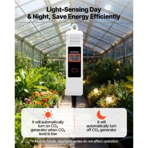 carbon dioxide monitoring controller, dual outlets carbon dioxide controller, co2 meter monitor day and night detection feature, ndir co2 sensor for green house, laboratories, classrooms, home
