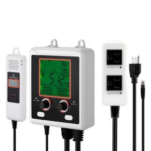 Carbon Dioxide Monitoring Controller, Dual Outlets Carbon Dioxide Controller, CO2 Meter Monitor Day and Night Detection Feature, NDIR CO2 Sensor for Green House, Laboratories, Classrooms, Home