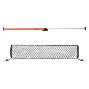 Cargo Bar, Ratcheting Cargo Bar Adjustable from 40" to 73", Heavy-duty Steel Cargos Stabilizer with Storage Net & Non-Slip Foot Pads, Telescoping Load Lock Bars Stop Sliding for SUVs, Sedans