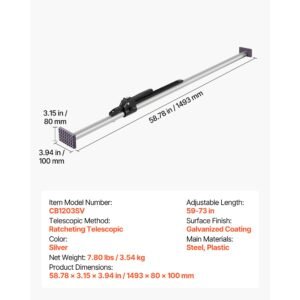 cargo bar, ratcheting cargo bar adjustable from 59" to 73", heavy duty steel cargos stabilizer with non slip foot pads, telescoping load lock bars stop sliding for pickup truck
