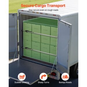 cargo bar, ratcheting cargo bar adjustable from 89" to 104", heavy duty steel cargos stabilizer with non slip foot pads, truck bed load lock bars for box trucks, semi trailers, trailers (2pcs)