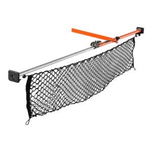 cargo bar, ratcheting cargo bars adjustable from 40" to 73", heavy duty steel cargos stabilizer with storage net & divider bar, telescoping load lock bars for suvs, sedans