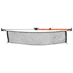 cargo bar, ratcheting cargo bars adjustable from 40" to 73", heavy duty steel cargos stabilizer with storage net & divider bar, telescoping load lock bars for suvs, sedans