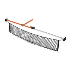 cargo bar, ratcheting cargo bars adjustable from 40" to 73", heavy duty steel cargos stabilizer with storage net & divider bar, telescoping load lock bars for suvs, sedans