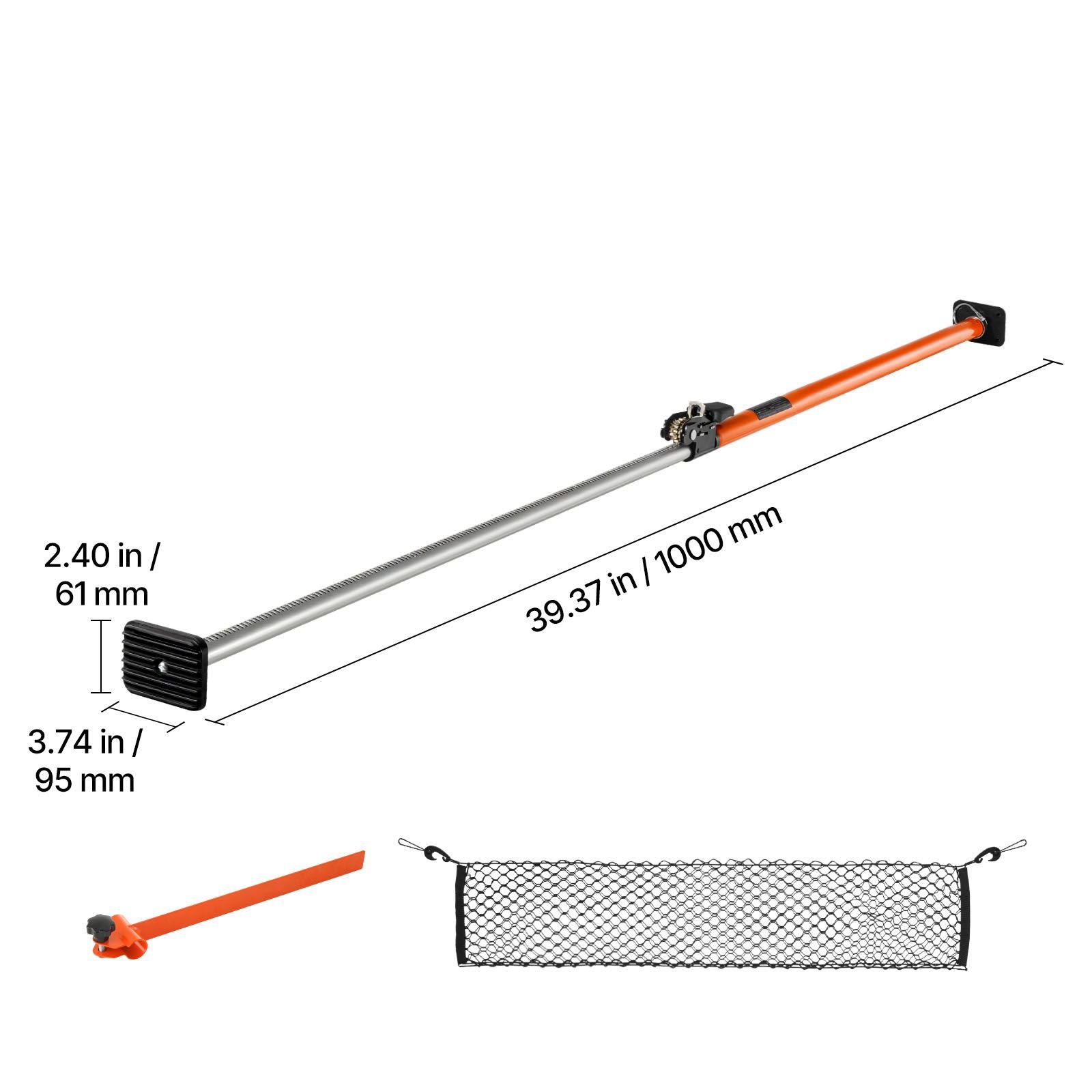 cargo bar, ratcheting cargo bars adjustable from 40" to 73", heavy duty steel cargos stabilizer with storage net & divider bar, telescoping load lock bars for suvs, sedans