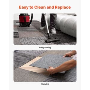 carpet tiles reusable 20x20 inch, 24 pcs modular carpet square rug, commercial floor soft padded for seamless cover 66.6sq.ft, easy diy replacement for living room bedroom indoor,multicolor