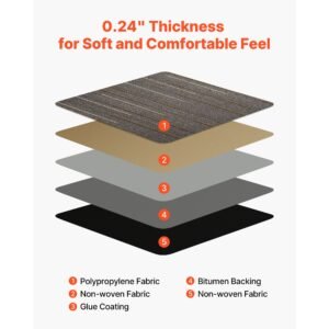 carpet tiles reusable 24x24 inch, 24 pcs modular carpet square rug, commercial floor soft padded for seamless cover 96sq.ft, easy diy for living room bedroom office indoor,dark brown