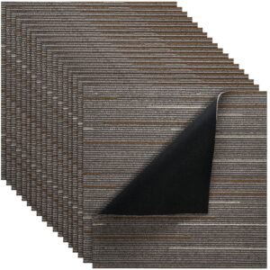 Carpet Tiles Reusable 24x24 inch, 24 PCS Modular Carpet Square Rug, Commercial Floor Soft Padded for Seamless Cover 96sq.ft, Easy DIY for Living Room Bedroom Office Indoor,Dark Brown