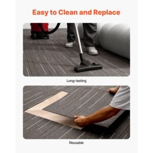 carpet tiles reusable 24x24 inch, 24 pcs modular carpet square rug, commercial floor soft padded for seamless cover 96sq.ft, easy diy for living room bedroom office indoor,dark brown