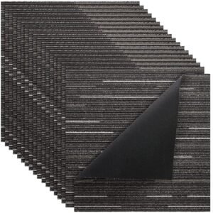 Carpet Tiles Reusable 24x24 inch, 24 PCS Modular Carpet Square Rug, Commercial Floor Soft Padded for Seamless Cover 96sq.ft, Easy DIY Replacement for Living Room Bedroom Office Indoor,Gray