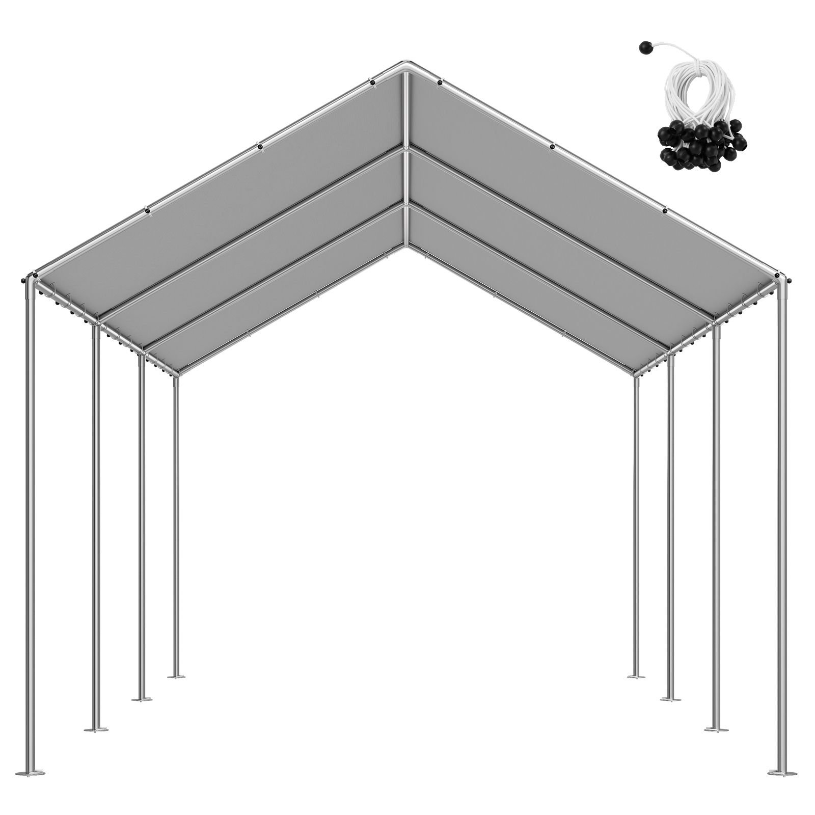 carport replacement canopy, 10 x 20 ft potable garage tent top tarp, uv resistant & waterproof car shelter tarp, heavy duty car port cover with ball buggees, grey, frame not included