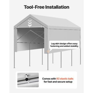 carport replacement canopy, 13 x 20 ft potable garage tent top tarp with sidewalls, uv resistant & waterproof, heavy duty car shelter tarp with ball buggees, grey, frame not included
