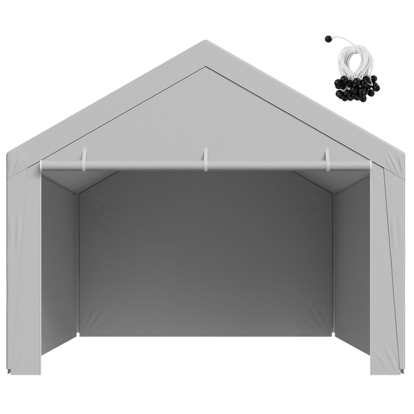 carport replacement canopy, 13 x 20 ft potable garage tent top tarp with sidewalls, uv resistant & waterproof, heavy duty car shelter tarp with ball buggees, grey, frame not included