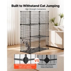 cat cage 3 tier 28"x13.98"x40.98" diy cat playpen indoor enclosure, detachable metal wire kennel crate, large exercise place ideal for 1 2 cats, kittens, rabbits, ferrets & small animals, black