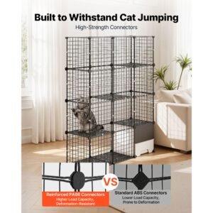 cat cage 4 tier 40.98"x13.98"x55" diy cat playpen with litter box, indoor enclosure detachable metal wire kennel crate, large exercise place for 1 2 cats, kittens, ferret, small animals, black