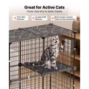 cat cage 4 tier 40.98"x13.98"x55" diy cat playpen with litter box, indoor enclosure detachable metal wire kennel crate, large exercise place for 1 2 cats, kittens, ferret, small animals, black