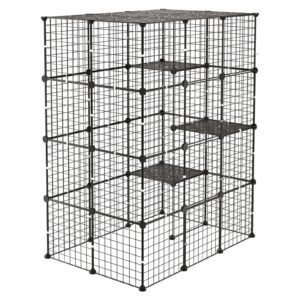 Cat Cage 4-Tier 40.98"x27.99"x55" DIY Cat Playpen Indoor Enclosure, Detachable Metal Wire Kennel Crate with 4 Doors, Large Exercise Place Ideal for 1-2 Cats, Kittens and Small Animals, Black