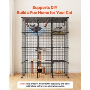 cat cage 4 tier 40.98"x27.99"x55" diy cat playpen indoor enclosure, detachable metal wire kennel crate with 4 doors, large exercise place ideal for 1 2 cats, kittens and small animals, black