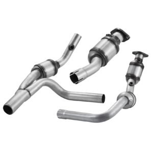 catalytic converter, 2 pack, compatible with 2007 2009 jeep wrangler 3.8l v6, front, right, replacement oe 50482, stainless steel material high flow converter, for exhaust gas purification