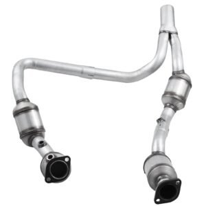 catalytic converter, 2 pack, compatible with 2007 2009 jeep wrangler 3.8l v6, front, right, replacement oe 50482, stainless steel material high flow converter, for exhaust gas purification