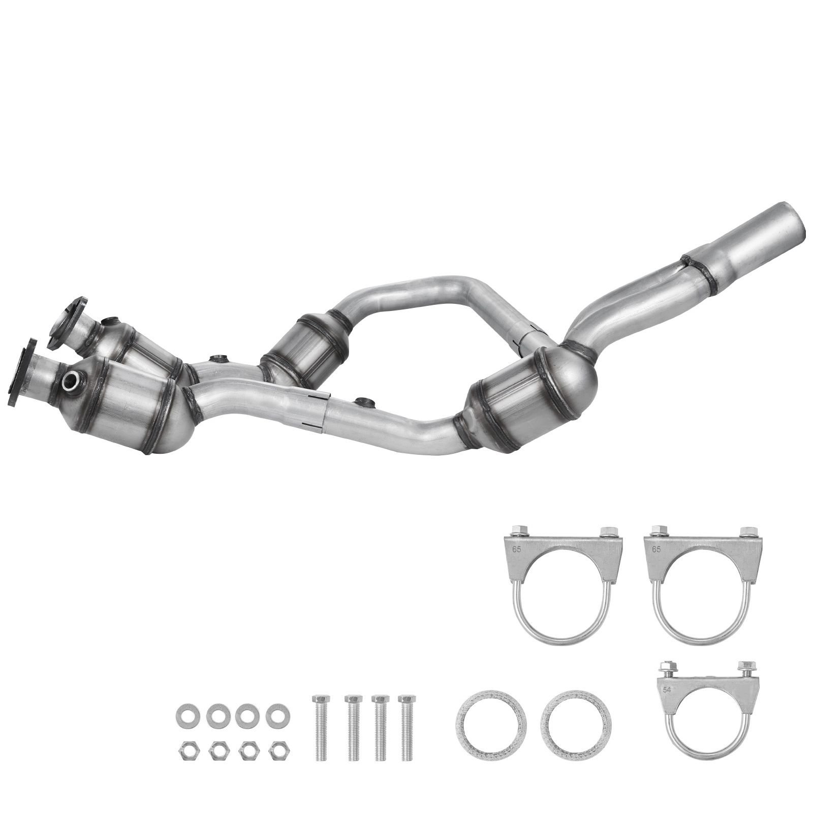 catalytic converter, 2 pack, compatible with 2007 2009 jeep wrangler 3.8l v6, front, right, replacement oe 50482, stainless steel material high flow converter, for exhaust gas purification