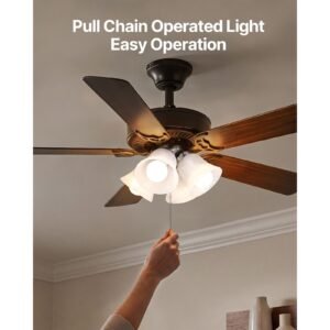 ceiling fan light kit, four light 3000k 750lm fan light kit with pull chain, replacement light fixture for living room, bedroom, home decor, cloud white glass shade brushed nickel, floral shape