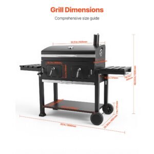 charcoal grill, 780 sq.in. extra large charcoal barbecue grill with 2 liftable charcoal trays & folding side tables, high temp powder coated steel bbq cooking grills for patio backyard parties