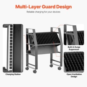 charging cart, 16 device mobile open charging station, up to 15.6 in screen size, office and classroom mobile charging cart, for chromebook, tablet and laptop