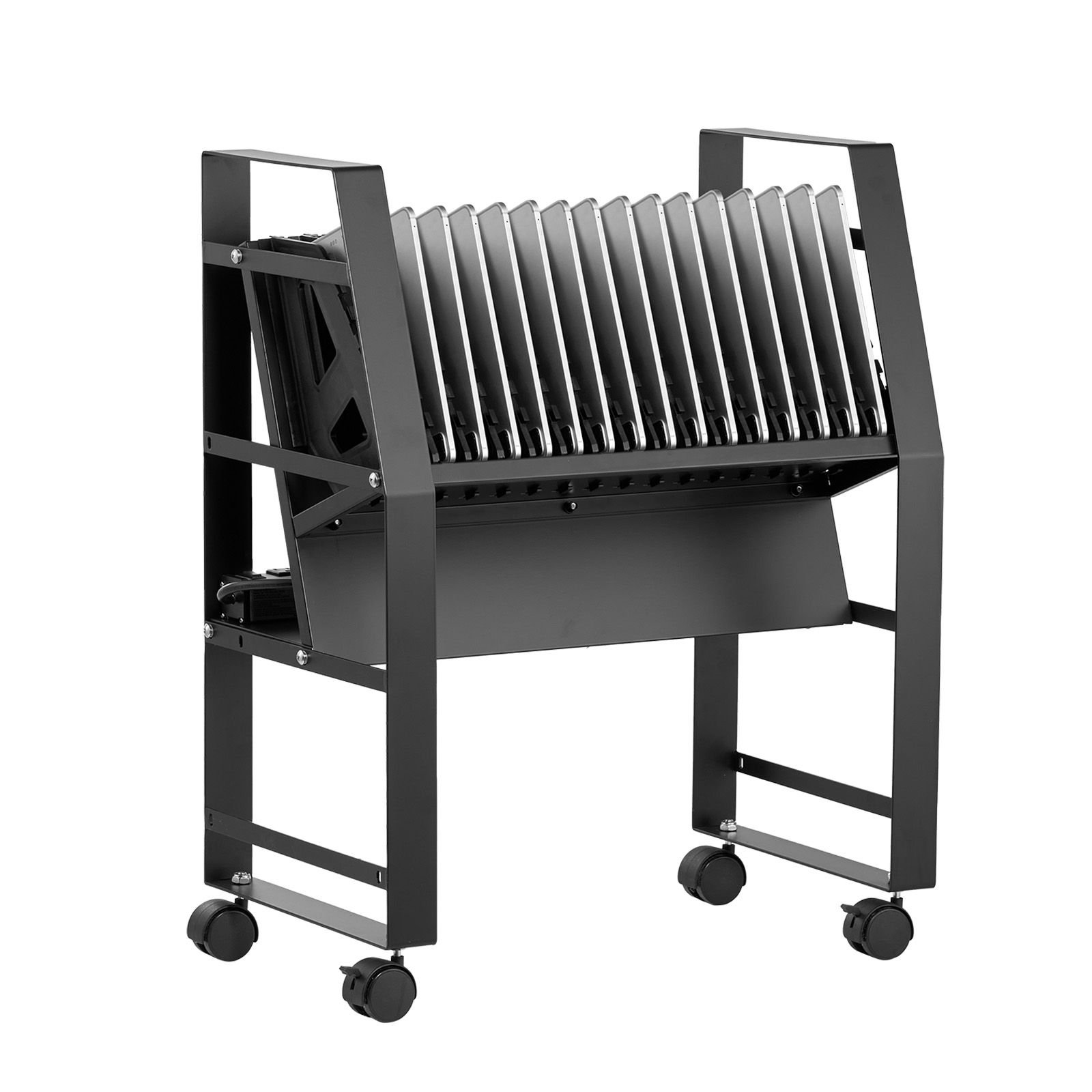 charging cart, 16 device mobile open charging station, up to 15.6 in screen size, office and classroom mobile charging cart, for chromebook, tablet and laptop