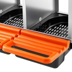 chicken nesting boxes, 3 compartments, with support legs, easy egg collection, galvanized steel and high strength plastic, roll away nesting boxes for chickens and hens laying eggs, orange
