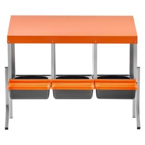 Chicken Nesting Boxes, 3 Compartments, with Support Legs, Easy Egg Collection, Galvanized Steel and High-Strength Plastic, Roll Away Nesting Boxes for Chickens and Hens Laying Eggs, Orange