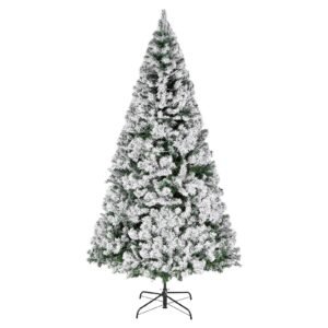 Christmas Tree, 7.2ft Prelit Flocked Artificial Tree, Full Holiday Xmas Deco Trees with 470 Colorful LED Lights, 11 Lighting Modes & 1346 Branch Tips for Home Party Office Decoration