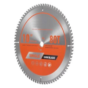 circular saw blade, 10 inch diameter, 80 sharp alloy teeth, 5/8 inch arbor, fine finish, aluminum cutting blade for circular saw, with noise reducing heat vents, for cutting steel and metal