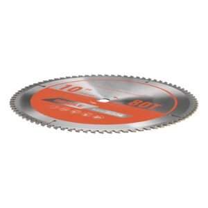 circular saw blade, 10 inch diameter, 80 sharp alloy teeth, 5/8 inch arbor, fine finish, aluminum cutting blade for circular saw, with noise reducing heat vents, for cutting steel and metal