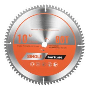 Circular Saw Blade, 10 inch Diameter, 80 Sharp Alloy Teeth, 5/8 inch Arbor, Fine Finish, Aluminum Cutting Blade for Circular Saw, with Noise-Reducing Heat Vents, for Cutting Steel and Metal