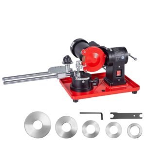 Circular Saw Blade Sharpener, 370W 3590RPM Rotary Angle Mill Grinder Sharpening Machine with 5" Grinding Wheel & 6 Saw Centerings - Fits Φ3.2" to Φ27.5" Circular Saw Blades