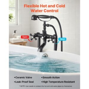 clawfoot bathtub faucet, freestanding tub faucets with handheld shower, vintage oil rubbed bronze tub filler faucet shower kit with 360° rotation spout & 59 inch long hose for bathtubs