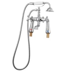 Clawfoot Tub Faucet, Deck Mount Bathtub Faucets with Handheld Shower, Vintage Polished Chrome Clawfoot Tub Filler Faucet Shower Kit with 360° Rotation Spout & 59-inch Long Hose for Bathtubs