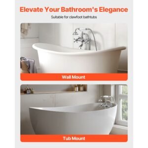 clawfoot tub faucet, wall mount bathtub faucets with handheld shower, vintage polished chrome clawfoot tub filler faucet shower kit with adjustable swing arms & 360° rotation spout for bathtubs