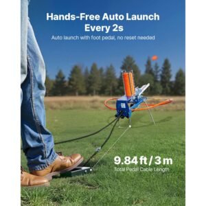 clay target thrower, max 28 clays pigeon thrower, 45+ yards automatic skeet and trap launcher with adjustable angle & foot pedal for clays throwing shooting sports