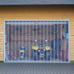 clear pvc strip curtain, 101 ft length x 12 in width, thermal insulating plastic door strip bulk roll, walk in freezer cooler curtain strips for doorways of supermarket, garage, warehouse