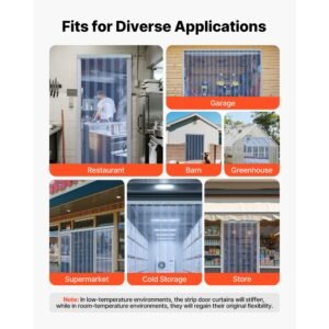 clear pvc strip curtain, 101 ft length x 12 in width, thermal insulating plastic door strip bulk roll, walk in freezer cooler curtain strips for doorways of supermarket, garage, warehouse