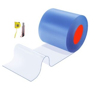 Clear PVC Strip Curtain, 101 ft Length x 12 in Width, Thermal Insulating Plastic Door Strip Bulk Roll, Walk in Freezer Cooler Curtain Strips for Doorways of Supermarket, Garage, Warehouse