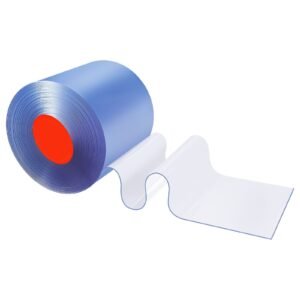 clear pvc strip curtain, 101 ft length x 12 in width, thermal insulating plastic door strip bulk roll, walk in freezer cooler curtain strips for doorways of supermarket, garage, warehouse